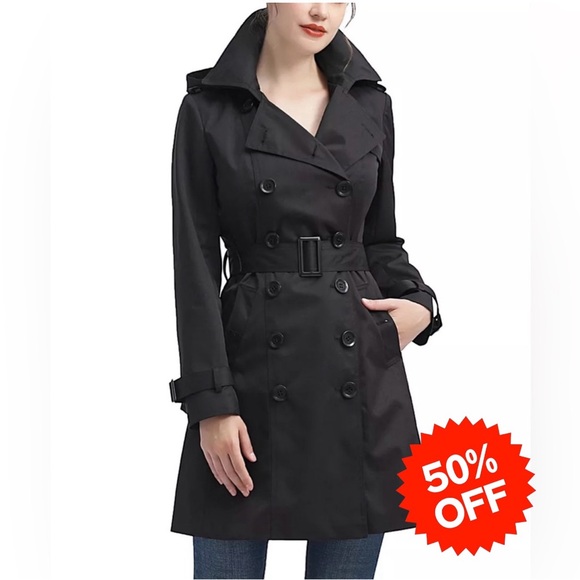 Kimi and Kai Jackets & Blazers - Kimi + Kai Women's Adley Water Resistant Hooded Trench Coat SMALL  NWT